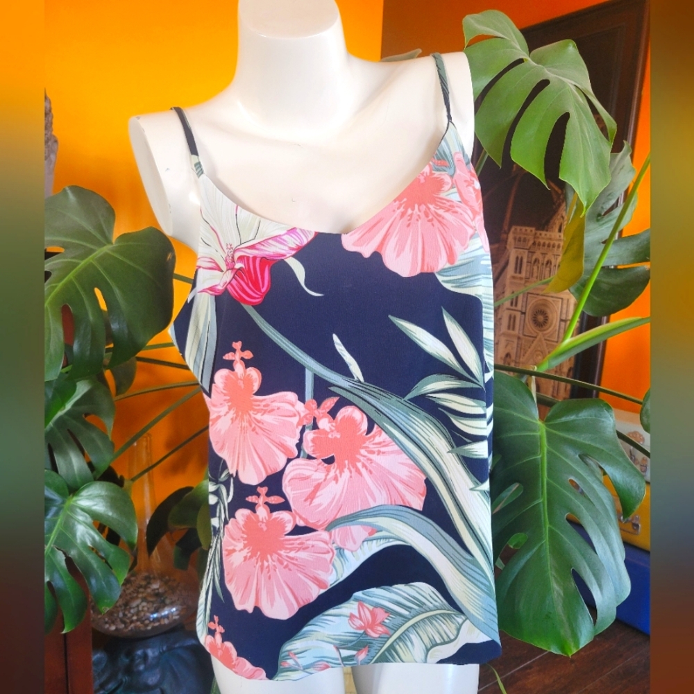 Floral Spaghetti Strap Top - By Elaine Rose